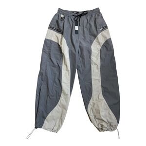 Nova Men Split it Straight Utility Nylon Pants Size M Gray Streetwear Sweetpants
